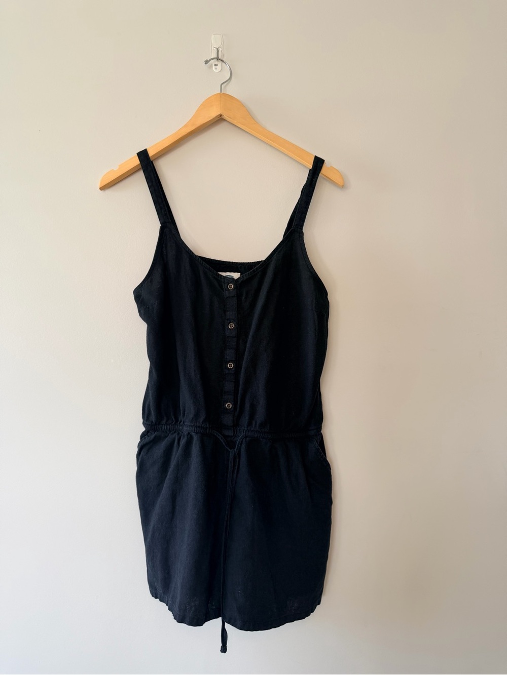Old Navy Black Sleeveless Button-Front Romper